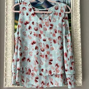 Zac & Rachel Top Womens Sz Large Petite Chiffon Tiered Flowy Tank Fairy